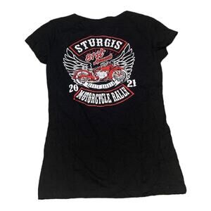 Sturgis size medium black biker tshirt Vance bike wear lace front harley